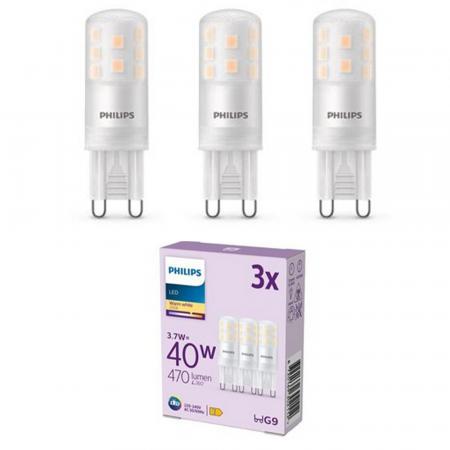 3er Set PHILIPS LED G9 Kapsel 3,7W = 40W 470lm 2700K extra warmweiß