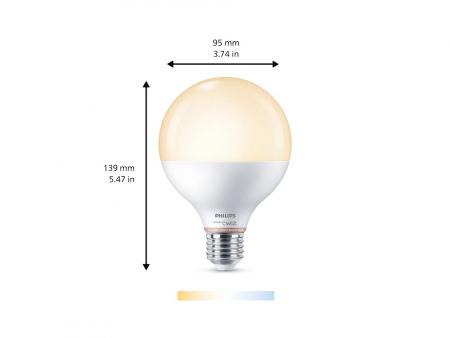 Philips WiZ Smart LED-Globelampe G95 E27 11W wie 75W 1055lm 2200–6500K dimmbar Matter