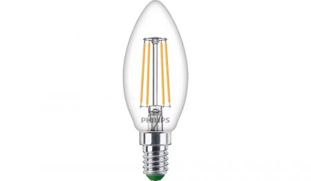 2er Sparpack Philips E14 Classic ultraeffiziente LED-Kerzenlampen Filamentoptik 2,3W wie 40W warmweisses Licht