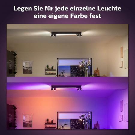Philips Hue White & Color Ambiance Centris 4er Spot, dimmbar, 16 Mio. Farben, steuerbar via App, kompatibel mit Amazon Alexa, schwarz