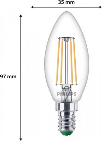 2er Sparpack Philips E14 Classic ultraeffiziente LED-Kerzenlampen Filamentoptik 2,3W wie 40W warmweisses Licht