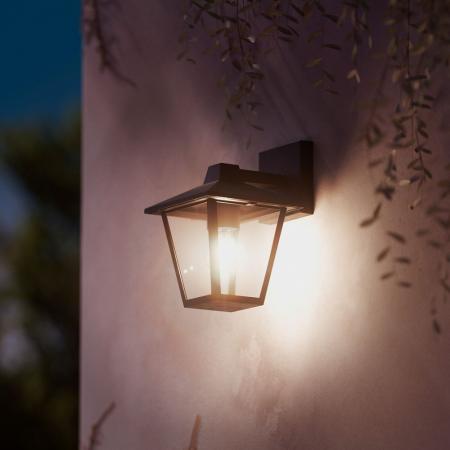Philips Outdoor Kinno Wandleuchte mit E27-Fassung, Schwarz