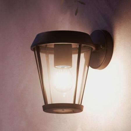 Philips Wandleuchte Sunera in Schwarz mit E27 Fassung IP44