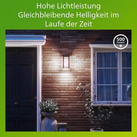 Philips Geri Solar-Wandleuchte Ultra Efficient für den Außenbereich Schwarz - austauschbare Solarlampe, Bewegungssensor, 4000K neutralweißes Licht
