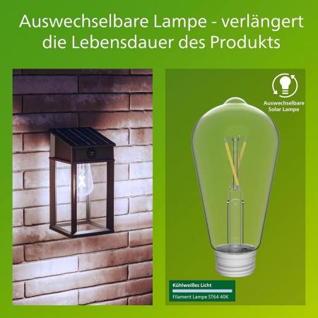 Philips Geri Solar-Wandleuchte Ultra Efficient für den Außenbereich Schwarz - austauschbare Solarlampe, Bewegungssensor, 4000K neutralweißes Licht