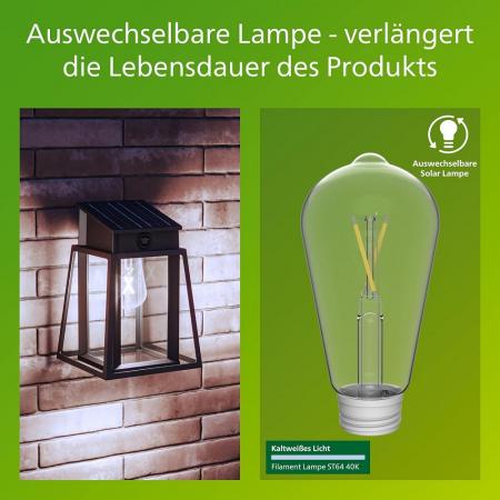 Philips Wandleuchte Lysin für den Außenbereich UltraEfficient Solar Schwarz - austauschbare Solarlampe, Bewegungssensor, 4000K neutralweißes Licht