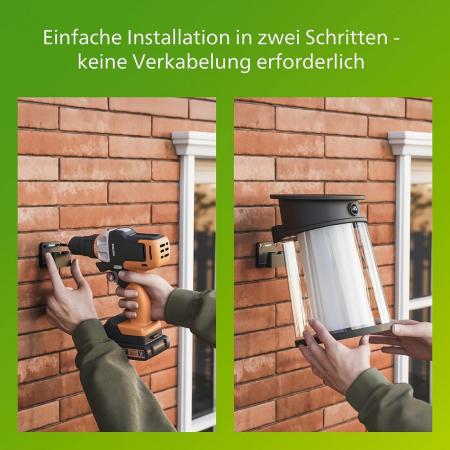 Philips UltraEffiziente Solar-Wandleuchte für den Außenbereich mit austauschbarer Solarlampe & Bewegungssensor, warmweißes Licht, Schwarz
