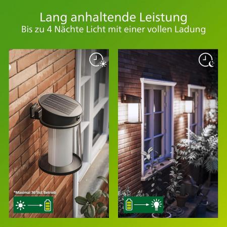 Philips Solar Wandleuchte Juda in Schwarz mit Bewegungsmelder neutralweißes Licht IP44