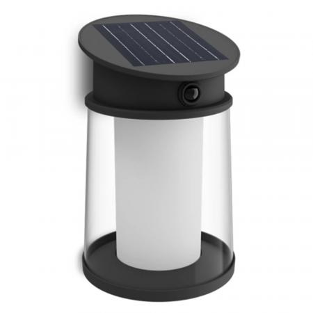 Philips Solar Wandleuchte Juda in Schwarz mit Bewegungsmelder neutralweißes Licht IP44
