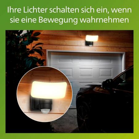 Philips ultraeffiziente Solar-Sicherheitsleuchte Tylus für den Außenbereich mit Sensor, warmweißes Licht, Schwarz