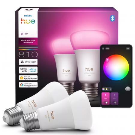 2er Set Philips Hue White & Color Ambiance mit 2 x E27 RGBW LED Lampen - mehrfarbig und dimmbar