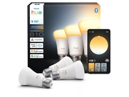 3er Philips Hue White Ambiance E27 Lampen 6W wie 60W - tubable white dimmbar