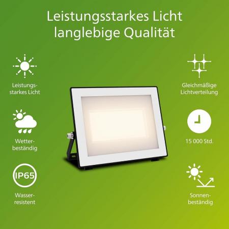 Philips Lois Flutlichtstrahler für den Außenbereich - 50 W, 3000K weißes Licht, Schwarz