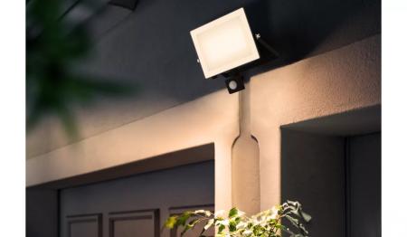 Philips Lois Flutlichtstrahler mit Sensor für den Außenbereich - 50 Watt, 5000K Tageslicht, Schwarz