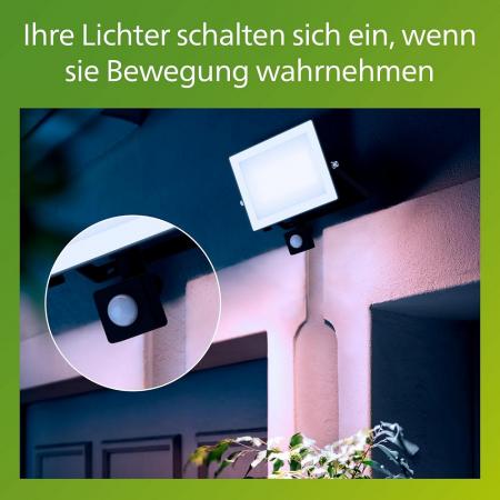 Philips Lois Flutlichtstrahler mit Sensor für den Außenbereich - 50 Watt, 5000K Tageslicht, Schwarz