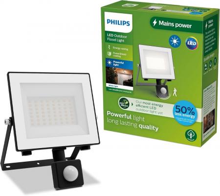Philips Lois ultraeffizienter Flutlichtstrahler mit Dämmerungssensor für den Außenbereich - 14 Watt, 3000K warmweißes Licht, Anthrazit