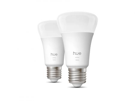 2er Set Philips Hue E27 LED Lampen 9,5W wie 75W warmweißes Licht dimmbar