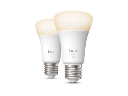 2er Set Philips Hue E27 LED Lampen 9,5W wie 75W warmweißes Licht dimmbar