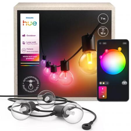 Philips  Hue Festavia Globe Outdoor Lichterkette, 7 m , Basis-Set