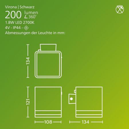 Philips Virona Solar-Wandleuchte für den Außenbereich