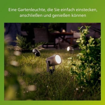 Philips 3er Set GardenLink Niedervolt-Spot Reuel Erweiterung in Schwarz warmweißes Licht IP44