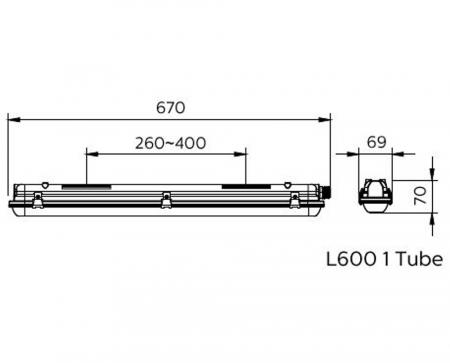 60cm Philips Ledinaire Feuchtraumleuchte Leergehäuse WT050C für 1 x T8 LED-Röhre