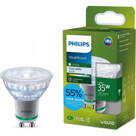  Philips LED GU10 Strahler nur 1,2W wie 35W neutralweißes Licht 4000K Ultra Efficient Strahlwinkel von 36°