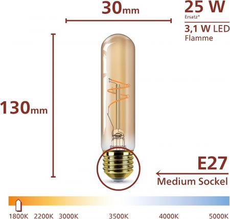 Philips LED E27 Spiral Vintage 3.1W 270lm 1800K Bernstein dimmbar