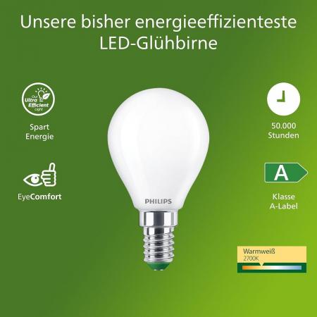 Philips E14 LED Lampe Tropfenform matt 3,8W wie 60W warmweisses Licht Ultra Efficient