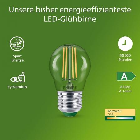 Philips E27 LED Lampe Tropfenform matt 3,8W wie 60W warmweisses Licht Ultra Efficient