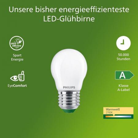 Philips E27 LED Lampe Tropfenform matt 3,8W wie 60W warmweisses Licht Ultra Efficient