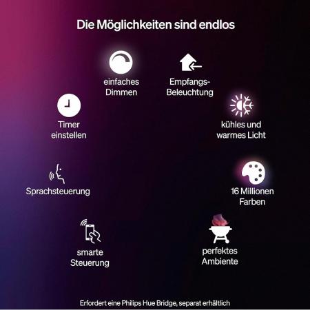 Philips Hue Lucca LED Sockelleuchte für Außenbereich White & Color Ambiance 1100lm IP44