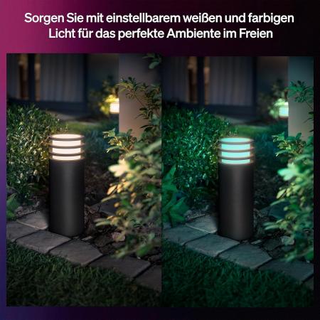 Philips Hue Lucca LED Sockelleuchte für Außenbereich White & Color Ambiance 1100lm IP44