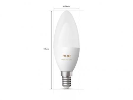 3er Set Philips Hue B39 Kerze – Smarte E14 LED-Lampe White & Color Ambiance