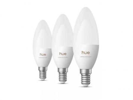 3er Set Philips Hue B39 Kerze – Smarte E14 LED-Lampe White & Color Ambiance