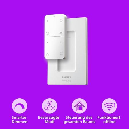Philips WiZ Smart Dimmer Switch – Kabelloser Dimmschalter mit 8 Tasten, 4 Lichtszenen, Weiß
