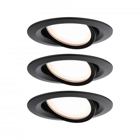 Paulmann 93080 LED Einbauleuchte Nova Plus Coin Basisset modern schwenkbar rund 84mm 50° Coin 6W dimmbar warmweiß Schwarz matt