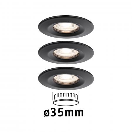 Paulmann 93084 LED Einbauleuchte Nova Mini Coin Basisset modern starr rund 66mm Coin 3x4W warmweiß Schwarz matt