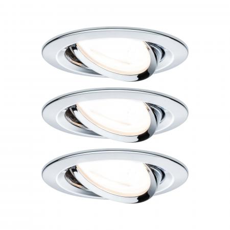 Paulmann 93434 Einbauleuchte Set Nova rund schwenkbar LED 3x6.5W 2700K GU10 Chrom