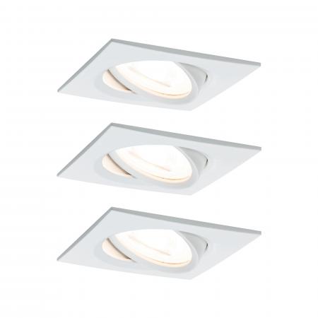 Paulmann 93454 Einbauleuchte Set Nova Coin eckig schwenkbar LED 3x6.5W 2700K Weiß/Alu