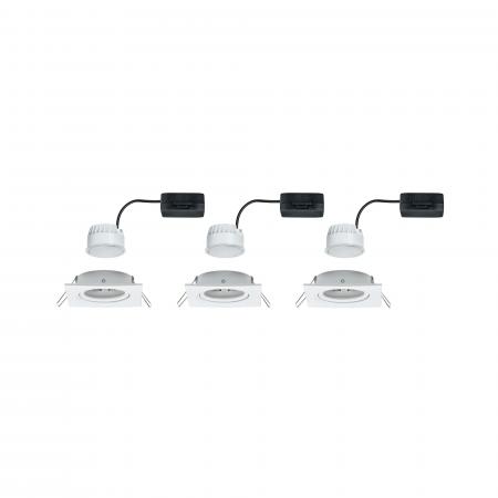 Paulmann 93454 Einbauleuchte Set Nova Coin eckig schwenkbar LED 3x6.5W 2700K Weiß/Alu