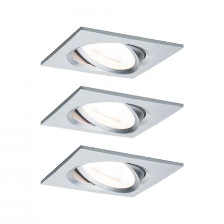 Paulmann 93456 Einbauleuchte Set Nova Coin eckig schwenkbar LED 3x6.5W 2700K Alu