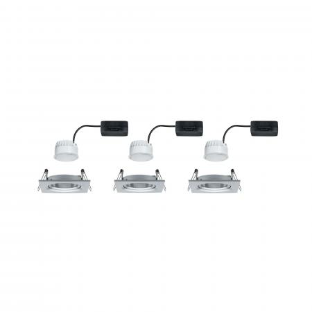 Paulmann 93456 Einbauleuchte Set Nova Coin eckig schwenkbar LED 3x6.5W 2700K Alu