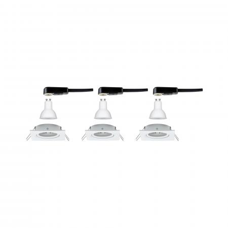 Paulmann 93472 Einbauleuchte Set Nova eckig schw LED 3-stepdim 3x6.5W GU10 Weiß/Alu