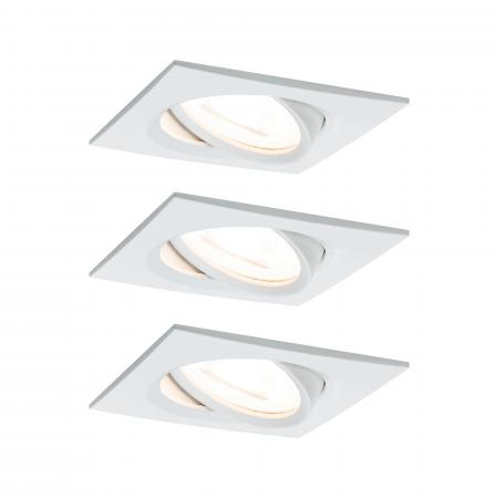 Paulmann 93490 Einbauleuchte Set Nova Coin 3-stepdim eck schw LED 3x6.5W 2700K Weiß/Alu