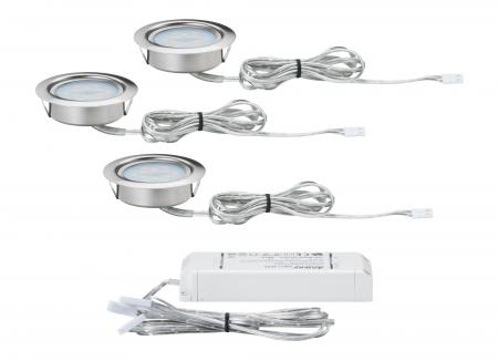Paulmann 93553 Möbel Einbauleuchte Set LED 3x4.5W /350mA 65mm Eisen gebürstet/Metall