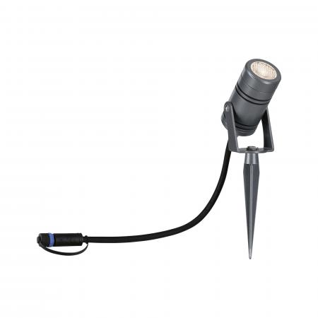 Paulmann 94367 Outdoor Plug + Shine Spot Erdspießleuchte 12W IP65 3000K Alu Grau
