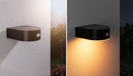 Paulmann 94730 Solar LED Außenwandleuchte Eileen Bewegungsmelder insektenfreundlich Spritzwasser geschützt extra warmweiß Schwarz