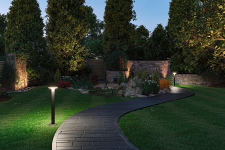 Paulmann 94750 Plug & Shine LED Pollerleuchte Smart Home Zigbee Plate IP44 RGBW+ 5W Anthrazit