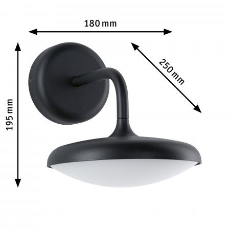 Paulmann 94758 LED Außenwandleuchte Nostro modern seewasserresistent Spritzwasser geschützt rund 180x250mm warmweiß 10W Anthrazit Aluminium